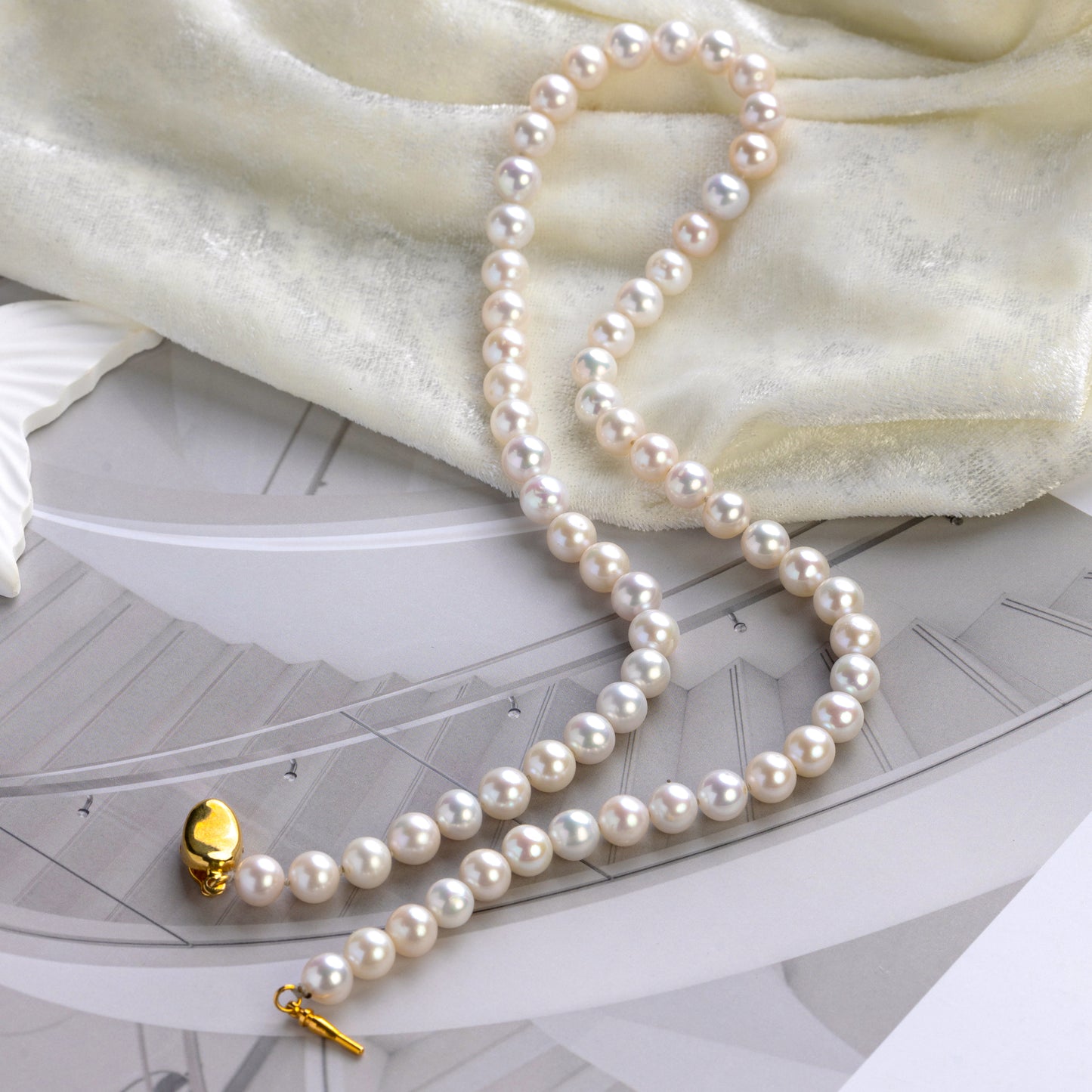Freshwater Cultured Pearl Necklace for Women - 6-7mm AAAA+ Round Natural Real Pearls Jewelry Gift with 18K Gold Clasp