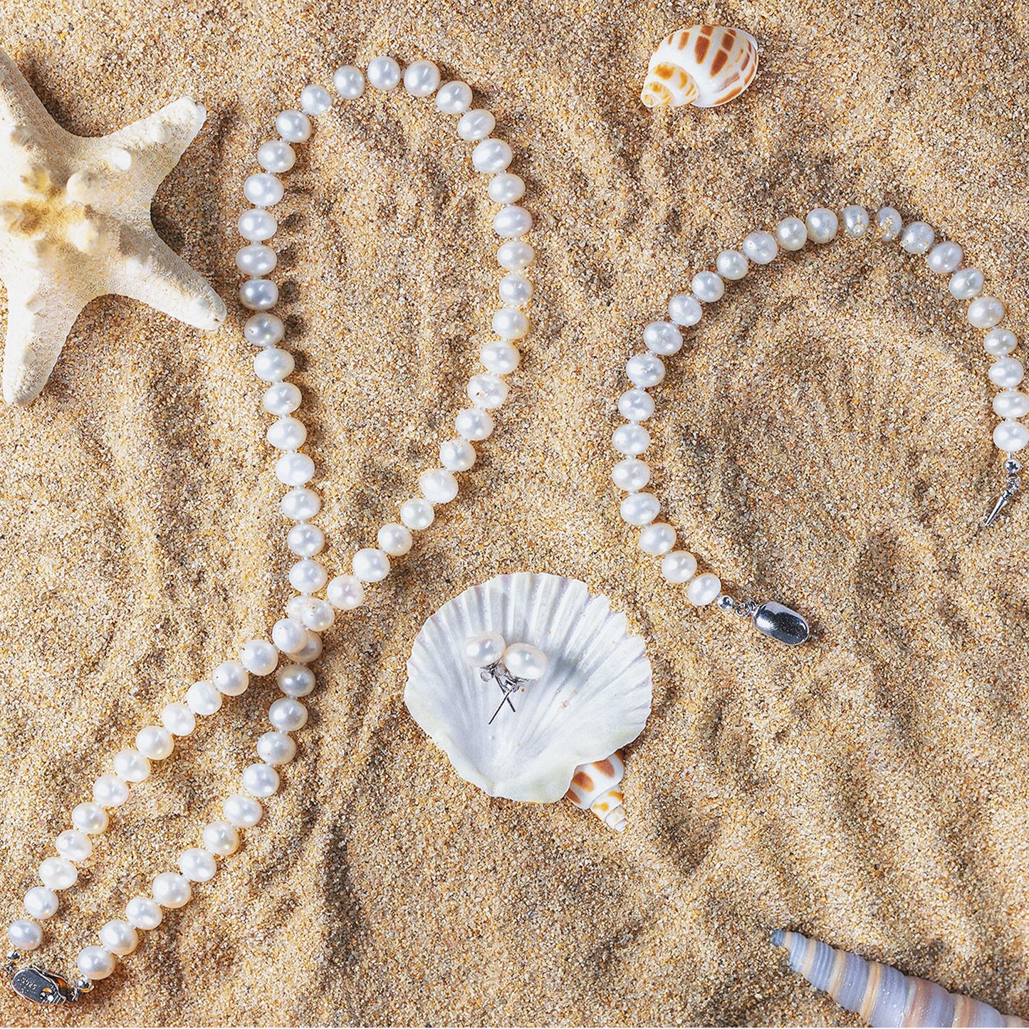 7-8MM AAAA+ Round Freshwater Cultured Pearl Necklace Set Includes Stunning Bracelet and Stud Earrings Jewelry for Women