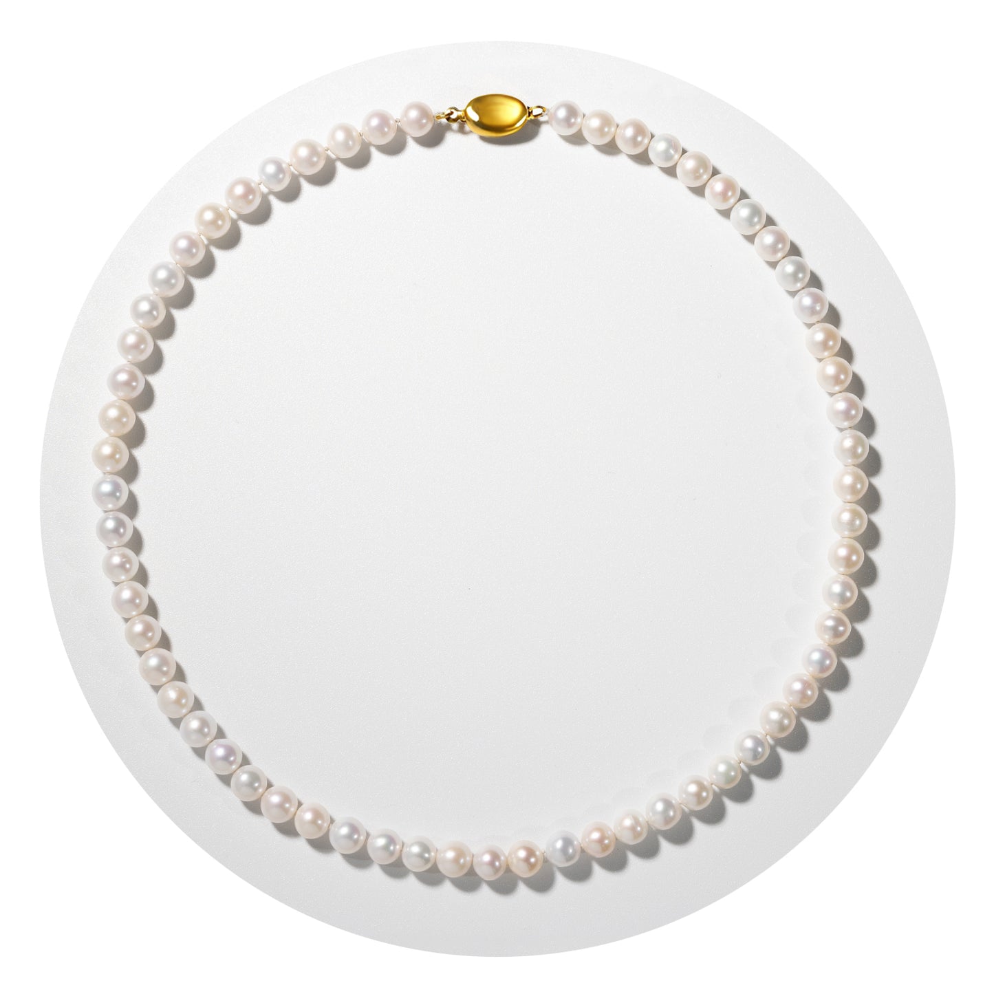Freshwater Cultured Pearl Necklace for Women - 6-7mm AAAA+ Round Natural Real Pearls Jewelry Gift with 18K Gold Clasp