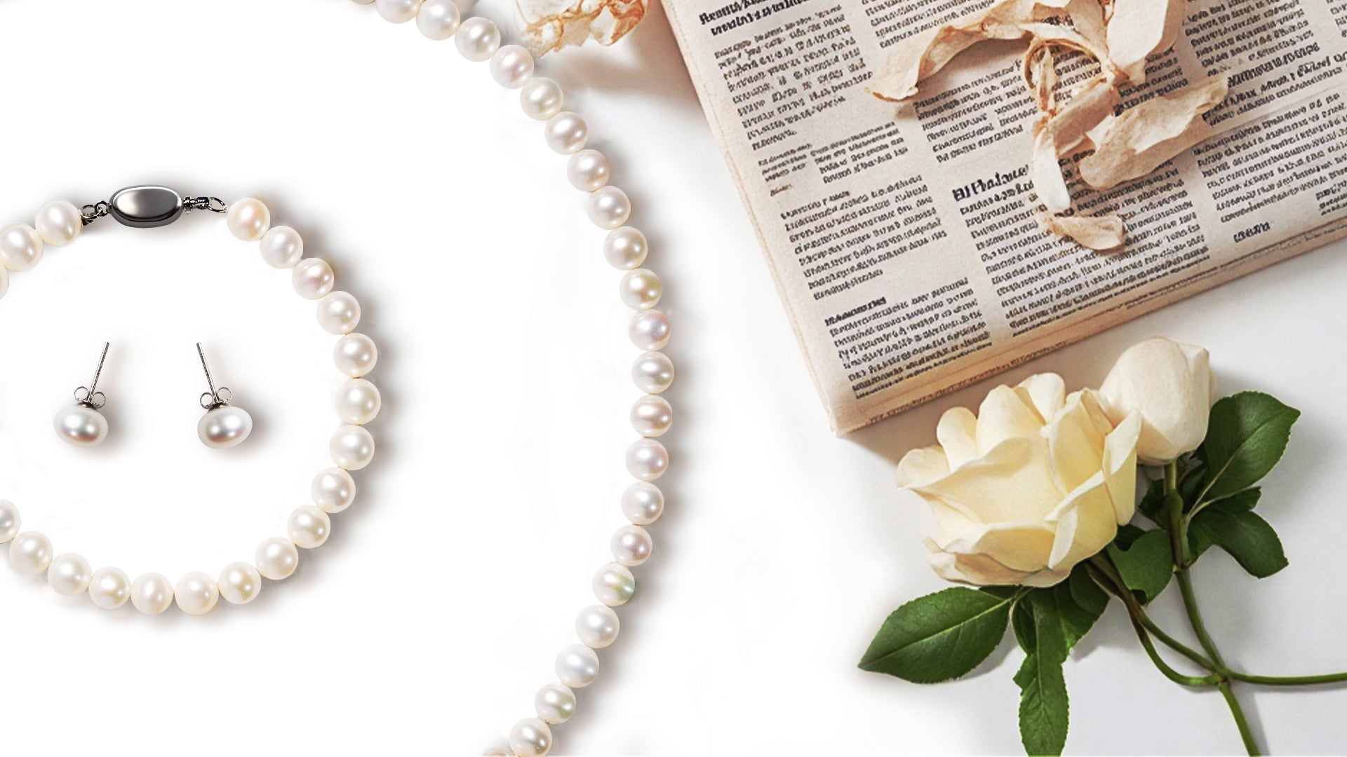 Load video: Freshwater Cultured Pearl Necklace for Women - 7-8mm AAAA+ Real Pearl Jewelry Set Includes Necklace, Bracelet, Earrings, Perfect for Wedding, Party, Anniversary