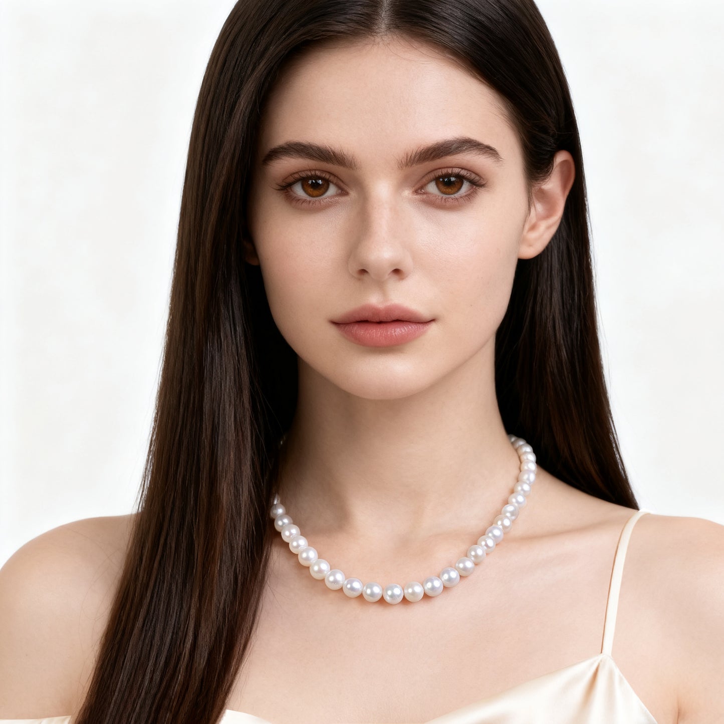 Freshwater Cultured Pearl Necklace for Women - 6-7mm AAAA+ Round Natural Real Pearls Jewelry Gift with 18K Gold Clasp