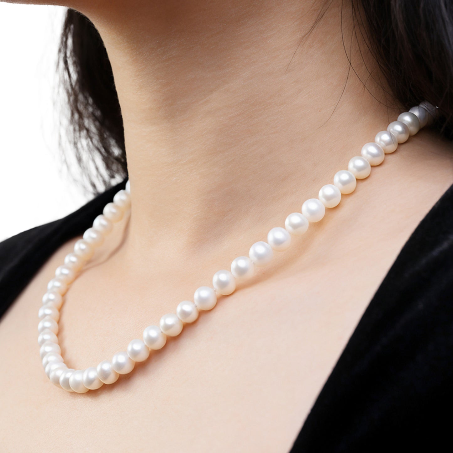 7-8MM AAAA+ Round Freshwater Cultured Pearl Necklace Set Includes Stunning Bracelet and Stud Earrings Jewelry for Women
