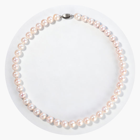 Real Pearl Necklace for Women - Freshwater Cultured Pearl - 9-10mm AAAA+ Grade Natural Real Pearls Jewelry Gift with Sterling Silver Clasp